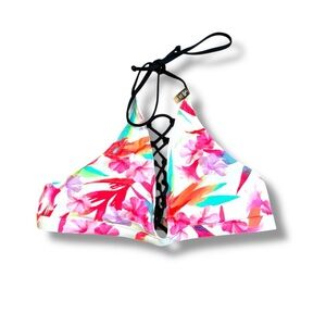 Victoria’s Secret PINK NWT‎ Halter Swimsuit Top Women’s Size Small Floral White